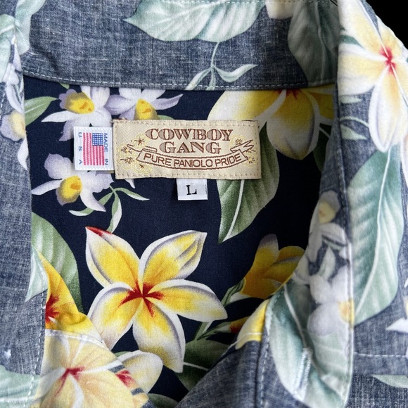 Rare Cowboy Western Men's Aloha Hawaiian Shirt Long sleeve snap button Large - Picture 4 of 5